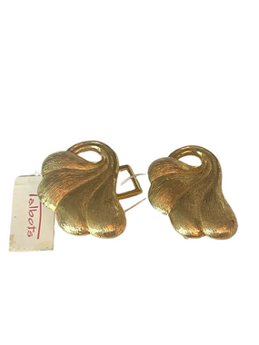 Vintage Talbots gold-tone interlocking two-piece belt buckles